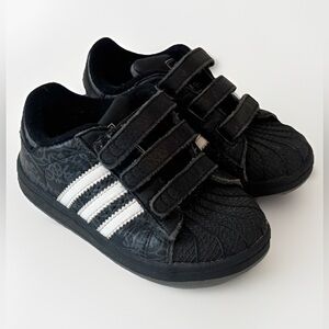 Adidas Sz 9 Toddler Boys Superstar Classic Black Sneakers Shoes Graffiti Writing